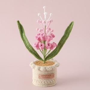 Crochet Multiple Colors Finished Hand-Knitted Yarn Hyacinth Large Potted Home Decoration <b>Artificial</b> <b>Flower</b> - Product Image 1