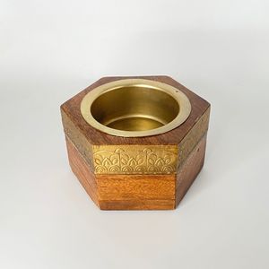 Nuevo diseño elegante Mubakhara de madera sobre soporte de metal Quemador de incienso Bakhoor Hecho en madera de mango y metal - Product Image 3
