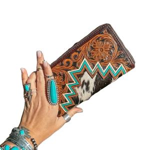 ชุดกระเป๋าสตางค์หนังแท้สำหรับผู้หญิง ดีไซน์ทันสมัย แบบพับสามตอน พร้อมซิปปิด ป้องกัน RFID สไตล์วินเทจ ซับในไนลอน - Product Image 2