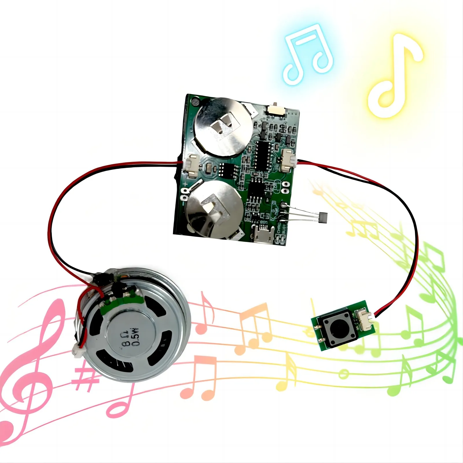 Módulo de grabadora de sonido USB recargable con botón pulsador, reproducción de Audio MP3, altavoz de grabadora de voz de juguete