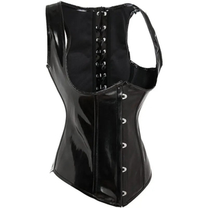 Vente en gros de haute qualité femmes Sexy Bustier dentelle cuir Corset haut avec g String femmes en cuir véritable Corset Service OEM - Product Image 2