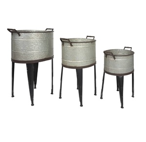 ชุดกระถางต้นไม้โลหะชุบสังกะสี2ชิ้นมีความทนทานและยั่งยืน - Product Image 6