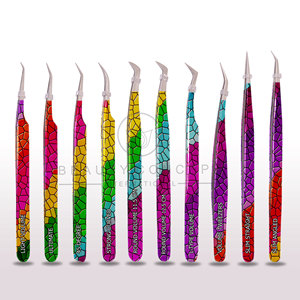 Eyelash Eyebrow Tweezers Angled Tip Professional Eyelash Extension Tweezers with Customized Brand Labeling Grafted Box Packing - Product Image 3