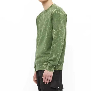 Vert citron acide lavage sweats prix de gros unique pull Style Vintage sweat manches régulières vêtements décontractés pour hommes - Product Image 3