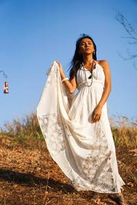 2024 vendedor caliente vestido de maternidad de las mujeres de tendencia para sesiones de fotos con Puff sin mangas suelto Boho algodón largo Maxi vestidos - Product Image 6