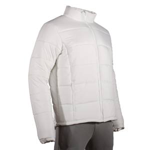 Chaqueta acolchada de invierno blanca con logotipo para mujer, abrigos reciclados, chaqueta de nieve para exteriores con relleno de burbujas de plumas de pato cálido - Product Image 3