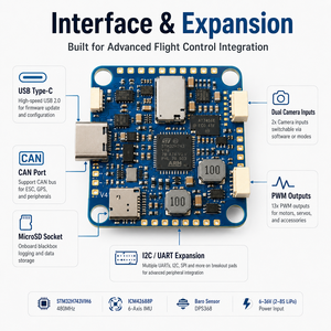 MATEKSYS H743-SLIM V4 ตัวควบคุมการบิน STM32H743 แบบคู่ ICM42688P 13 PWM CAN UART สำหรับโดรน FPV UAV ปีกตรึง - Product Image 4