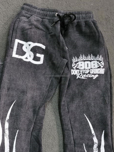 Pantalons de survêtement évasés à capuche pour hommes avec logo brodé pour la saison automne/hiver - Product Image 3