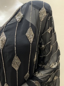 007 Gracieux Fabriqué À La Main Georgette Abaya Kaftan Nouveau Style Avant Ouvert Couverture Manteau pour Femmes Plus La Taille pour la Fête et Cub Wear - Product Image 2