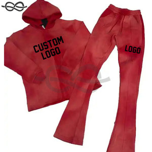 Chándales Premium con capucha y cremallera completa para hombres con pantalones acampanados Logotipo de lana 100% de moda de marca y servicio OEM con estilo - Product Image 5