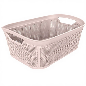 Panier de rangement en plastique sans BPA, adapté aux aliments, panier de rangement multifonctionnel, bac rectangulaire ouvert et ventilé, panier empilable, capacité de 3500 ml - Product Image 1