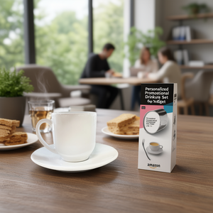 Ensemble de vaisselle promotionnelle personnalisée : Tasse avec soucoupe et gadget intégré - Product Image 3