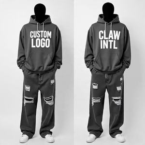 ชุดวอร์มผ้าฝ้ายโอเวอร์ไซส์ใส่ได้ทั้งชายและหญิงชุดวอร์มผ้าคอตตอนธรรมดาทรงหลวมพอดีตัวออกแบบได้ตามต้องการ - Product Image 1