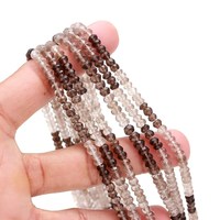 Perles de pierre de quartz fumé naturel en gros, facettées, rondes, ombrées, qualité supérieure, 4,5-5 mm, marron clair, fournisseur tiers