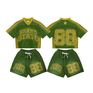 Streetwear à impression par sublimation personnalisée Chemises de football à la mode pour unisexe Maille surdimensionnée Design Street Style Maillot de football américain - Product Image 3