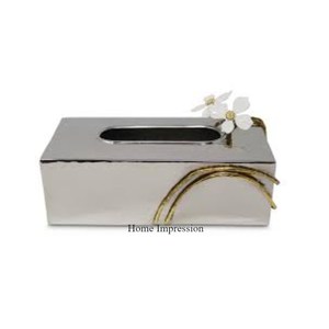 Porte-papier de soie en plaqué or de haute qualité Design attrayant couleur argent brillant - Product Image 2