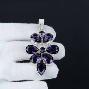 Colgante llamativo de Plata de Ley 925 Unisex, joyería fina con gemas de topacio amatista púrpura, colgantes inspirados en el cristianismo, abalorios - Product Image 2