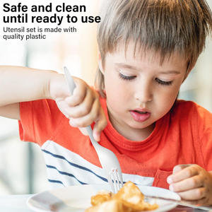 Ensemble de couverts biodégradables et recyclables respectueux de l'environnement, emballés individuellement - Ustensiles de fête jetables (matériaux PLA/PHA/Bagasse) - Product Image 5