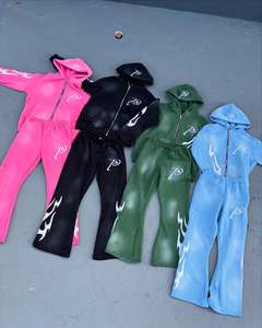 ชุดวอร์มมีฮู้ดพิมพ์ลาย ระบายอากาศ กันลม สีพื้น ล้างสีแบบกรด สไตล์สตรีทแวร์ ซันเฟด ซิป ผลิตในปากีสถาน - Product Image 1
