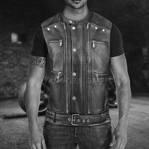 Haute qualité hommes Vintage sans manches en cuir gilet couleur personnalisée respirant Style décontracté vêtements d'extérieur d'hiver avec Logo en stock - Product Image 5