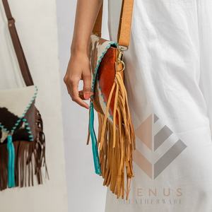 Bolso bandolera de cuero de vaca con cremallera tallada a mano estilo bohemio flecos occidentales verano moda lona impermeable personalizable - Product Image 5