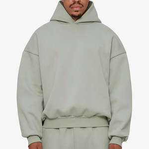 Manufacturers Custom 500GSM 600GSM <b>Men</b> Oversized Box Fit Thick Heavyweight Cotton Drop Shoulder Boxy Blank <b>Cropped</b> Hoodie <b>Men</b> - Product Image 3