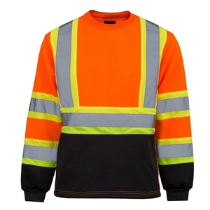เสื้อสเวตเชิ้ตคอกลมสีส้มสะท้อนแสงกันน้ำแบบความปลอดภัยสูง  พร้อมโลโก้สั่งทำพิเศษ สำหรับชุดทำงาน ผลิตจากผ้าฝ้ายฟลีซ 100% - Product Image 1
