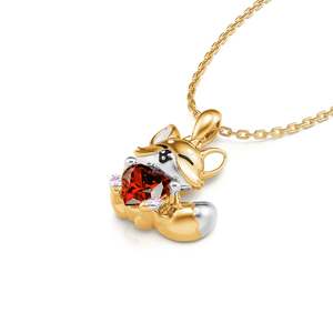 สร้อยคอเงินแท้รูปหัวใจประดับมุกและเพทาย Jeulia Hug Me Baby Fox - Product Image 3