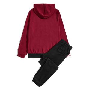 2023 invierno otoño hombres chándal bloque de Color sudaderas con capucha pantalones de chándal 2 uds traje Casual correr Fitness Hombre Ropa deportiva - Product Image 2