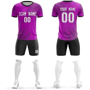 Produsen disesuaikan desain OEM sepak bola Set Jersey warna menyesuaikan tim pria sublimasi pakaian olahraga celana pendek bernapas