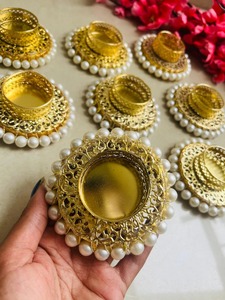 ที่ใส่ไฟชาสีทอง, งานแต่งงานที่โปรดปรานของอินเดีย, ที่วางเทียน, โคมไฟ, ขวดโหลเทียน, ของตกแต่งบ้านที่วางบนโต๊ะ - Product Image 2