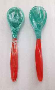 Ensemble de couverts décoratifs en résine avec cuillère et fourchette artisanales, vaisselle moderne écologique et lavable au lave-vaisselle pour les dîners et les fêtes - Product Image 3