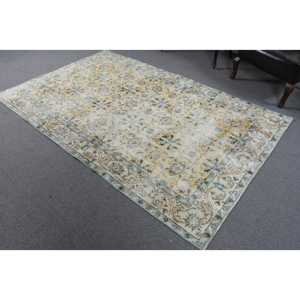 Alfombra Turca Vintage de 5.1x8.1 pies (156x246 cm), Alfombra de Lana Azul Sólida - Product Image 2