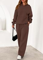 Ensemble de survêtement pour femme, taille normale et grande taille, style hip-hop, 2 pièces, doux, pour l'automne et l'hiver, sweat-shirt à capuche, pantalon de survêtement à jambes larges, uni ou imprimé