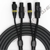 TRUE1 2-in-1 XLR kabel Hybrid Powercon wanita dan pria 5-Pin DMX Combi kabel XLR-5P hitam COMBI