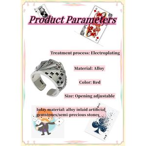 GAUEIOUR Premium lega di Poker anello con Design aperto regolabile Hip Hop stile gotico filo Vintage stile gotico per giocatori fortunati - Product Image 4