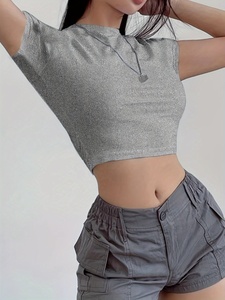 T-shirt Corta Casual da <span class=keywords><strong>Donna</strong></span>, Morbida, Traspirante, Comoda, Leggera, Outfit Estivo, <span class=keywords><strong>Abbigliamento</strong></span> <span class=keywords><strong>Giovanile</strong></span> Moderno e Trendy Streetwear - Product Image 5