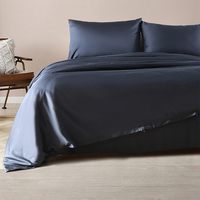 Ensemble de draps plats doux pour lit queen size, couleur personnalisée, respectueux de la peau, en bambou lyocell certifié OEKO-TEX, 300tc