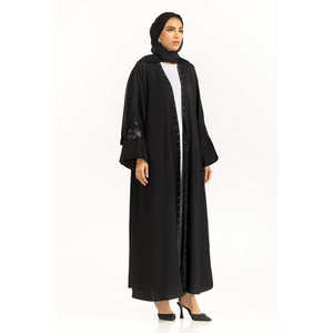 Abaya brodée en Georgette Crush IPAB-22155 avec foulard en tissu Chiffon - Product Image 1