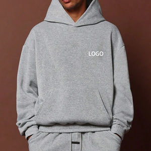 Sweat-shirt à capuche avec poche surdimensionné pour homme, qualité supérieure, logo personnalisé, tissu doux, épaules tombantes, solide, sans ficelle, hiver - Product Image 1