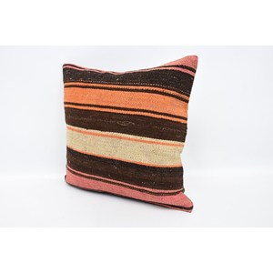 Brown Wool Kilim Patchwork <b>Bolster</b> <b>Pillow</b> 16x16 Inch Vintage Floral Print Woven Non-Slip Eco-Friendly Decorative <b>Pillow</b> - Product Image 4