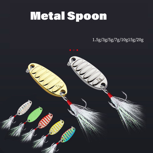 Señuelos de cuchara con anzuelo triple de pluma 1.5g 3g 5g 7g 10g 15g 20g 25g para pesca en agua salada de caballa, lubina y trucha - Product Image 5