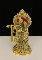 Statue de Radha Krishna en laiton fait à la main en métal plaqué or avec Basuri pour la décoration de la maison et les cadeaux