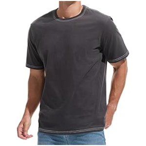 T-shirt col rond épais pour homme, 100 % coton premium, infroissable, respirant, prélavé, durable - Product Image 3