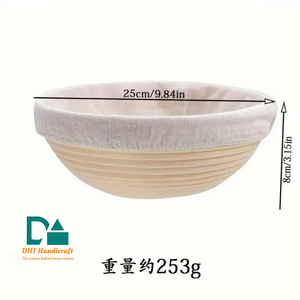 Cesta de Fermentación de Pan de Ratán con Diámetro Personalizado, Base Redonda de Madera Blanca, Ecológica, Muestras Gratis con Forro para Panaderos Caseros - Product Image 3