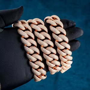 Bijoux personnalisés en diamant de laboratoire à maillons cubains entièrement en diamant de hip hop avec chaîne en or rose 14K pour hommes - Product Image 3