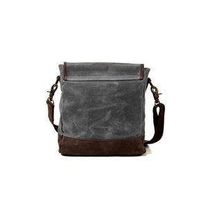 กระเป๋าผ้าใบย้อนยุคลำลองขนาดเล็กกันน้ำ (สีเทาเข้ม) - Product Image 5