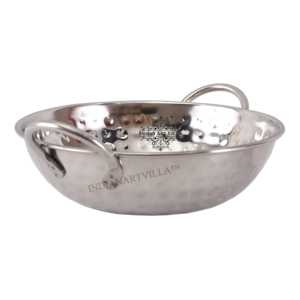 Wok Kadhai de Acero Puro con Diseño Martillado y Asa Redonda, Reutilizable - Product Image 3