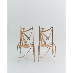 Chaises de salon pour la maison et l'hôtel, au design accrocheur, en métal argenté brillant poli de haute qualité, fabriquées par des designers. - Product Image 5