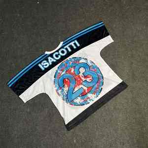 T-shirt de maillot de football en maille surdimensionnée à manches courtes pour hommes, chemises en maille de football rétro avec coupe carrée - Product Image 2